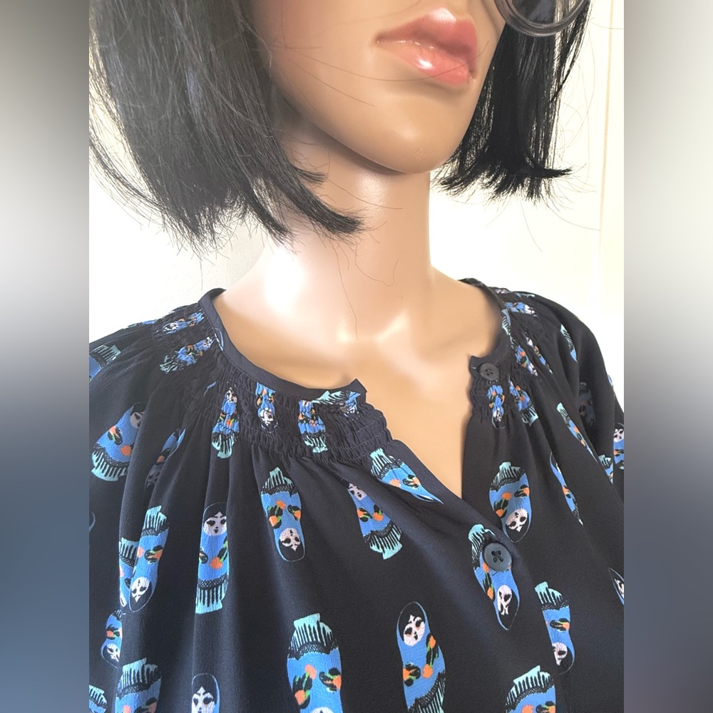 Tucker Brand Silk Midi Boho Dress with Doll Print size XL